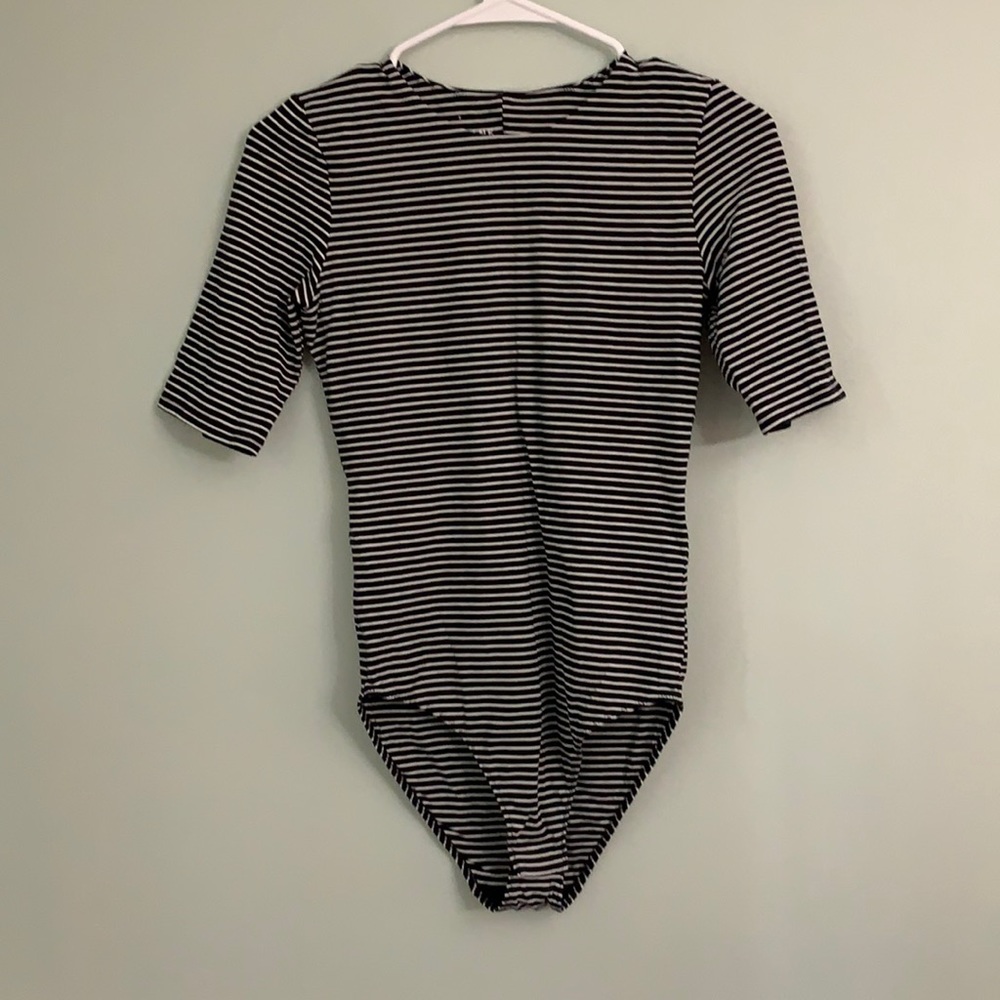 Everlane Black and White Striped Bodysuit
